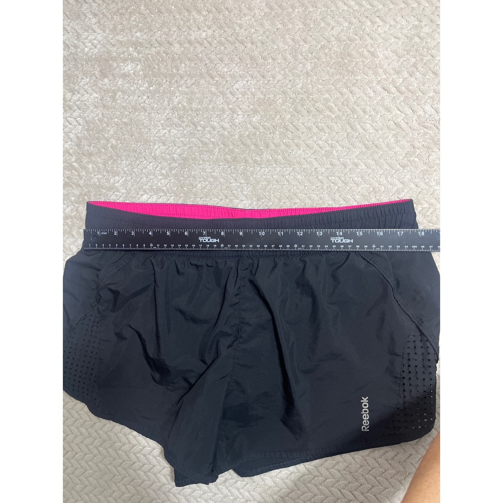 Reebok PlayDry Running Shorts Womens XL Black Pink Perforated Athletic Gym - Picture 4 of 9